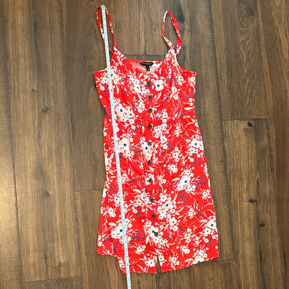 Women's Red Floral Midi Dress - Lightweight Summer Slip - Picture 3 of 4